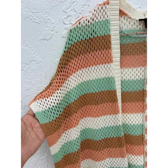 Torrid Womens Open Knit Striped Duster Cardigan Multicolor Size Medium - Picture 11 of 15